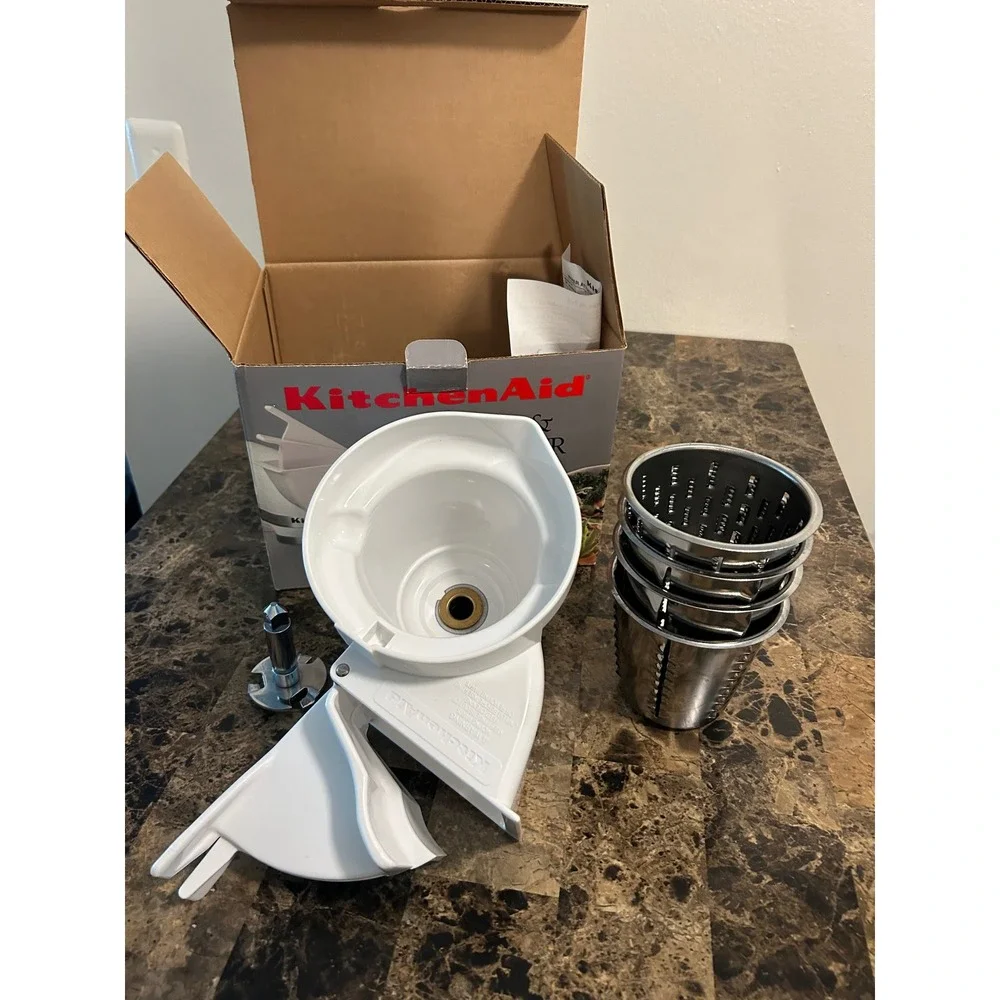 KitchenAid Slicer and Shredder Stand Mixer Attachment with 4 Cones White